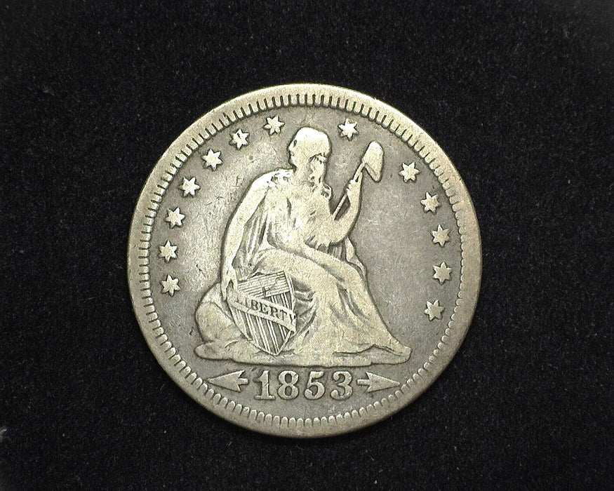 1853 Arrows Rays Liberty Seated Quarter F/VF - US Coin