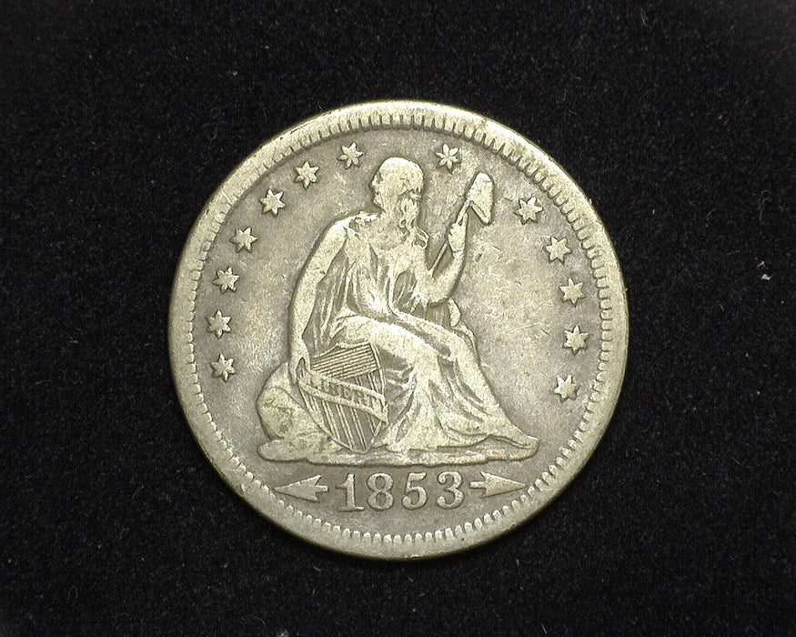 1853 Arrows Rays Liberty Seated Quarter VF - US Coin
