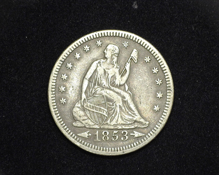 1853 Arrows Rays Liberty Seated Quarter VF/XF - US Coin
