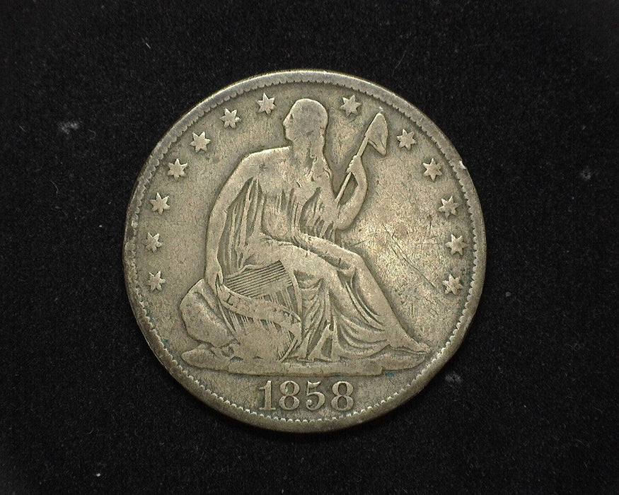 1858 O Liberty Seated Half Dollar VG - US Coin