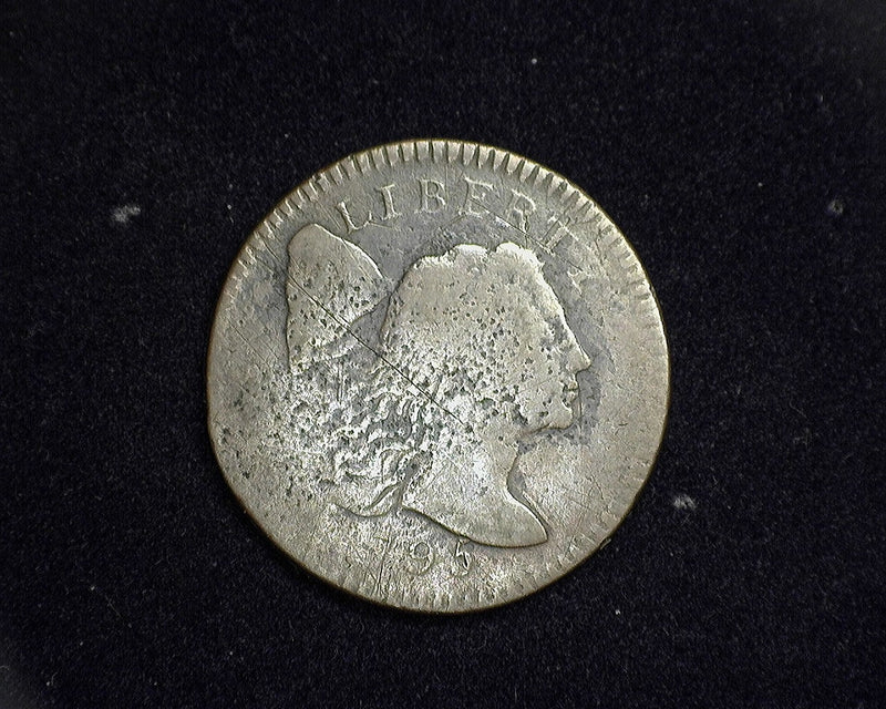 1795 Liberty Cap plain edge Flowing Hair Cent F Scratching porosity. - US Coin