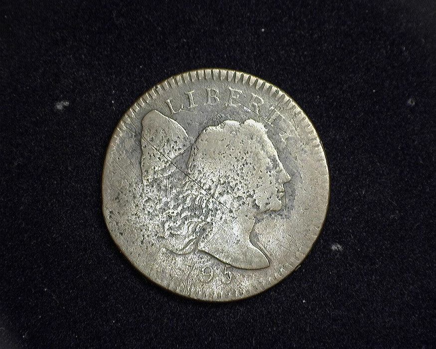 1795 Liberty Cap plain edge Flowing Hair Cent F Scratching porosity. - US Coin