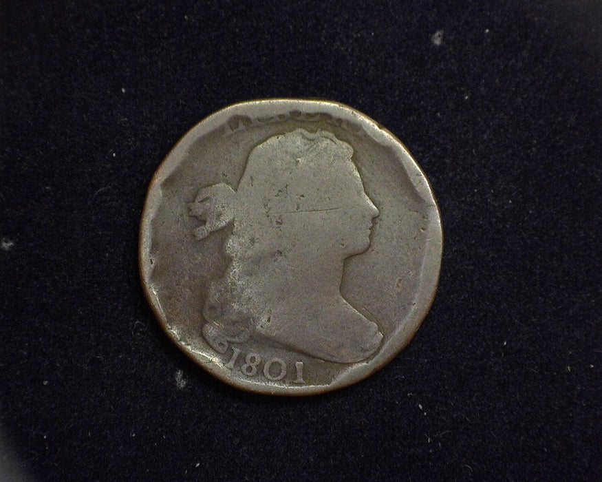 1801 Large Cent Draped Bust Cent G Rim damage. - US Coin