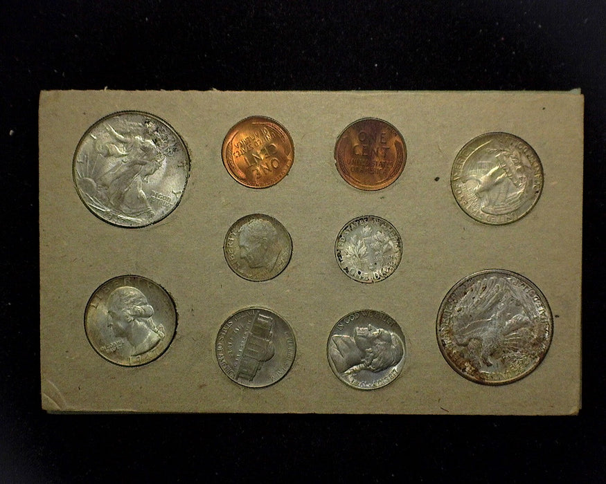 1947 Mint set Still in original envelope and cardboards, as mailed from the U.S. Mint. Double coins from all mints. Beautiful set nicely toned.