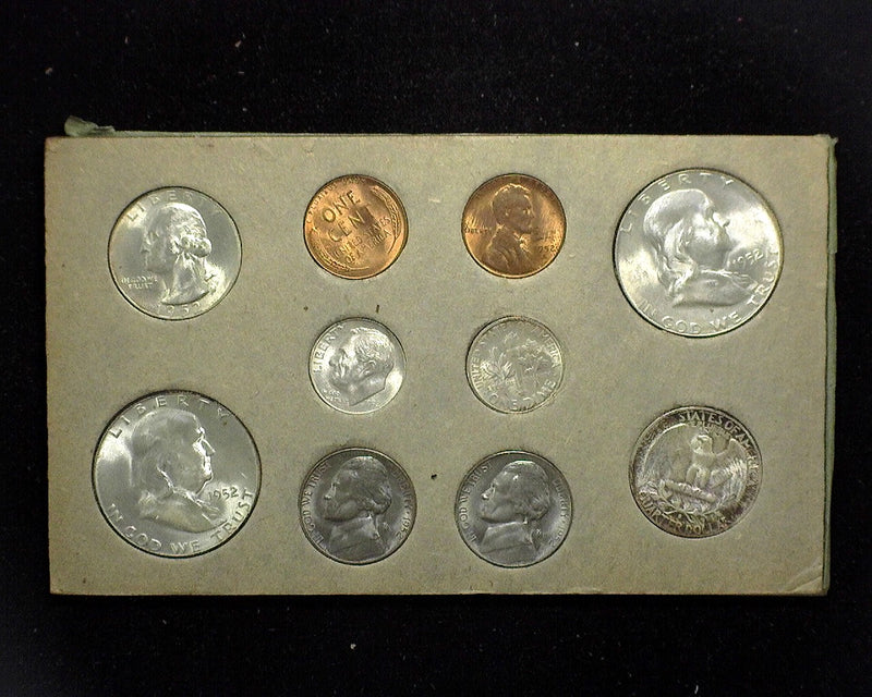 1952 Mint set still in the original envelope and cardboards as mailed from the U.S. Mint. Double coins from all the mints. Beautiful set.