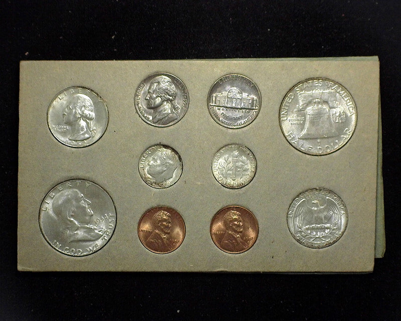 1952 Mint set still in the original envelope and cardboards as mailed from the U.S. Mint. Double coins from all the mints. Beautiful set.