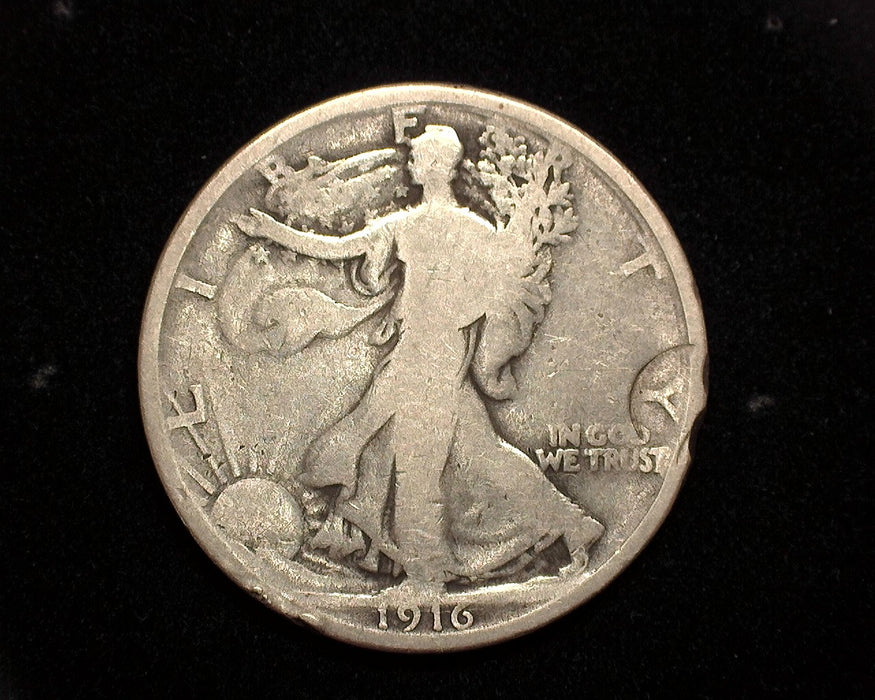 1916 Walking Liberty Half Dollar VG Slight damage - US Coin