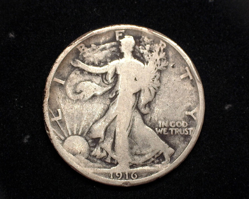 1916 Walking Liberty Half Dollar VG Rim hit. - US Coin