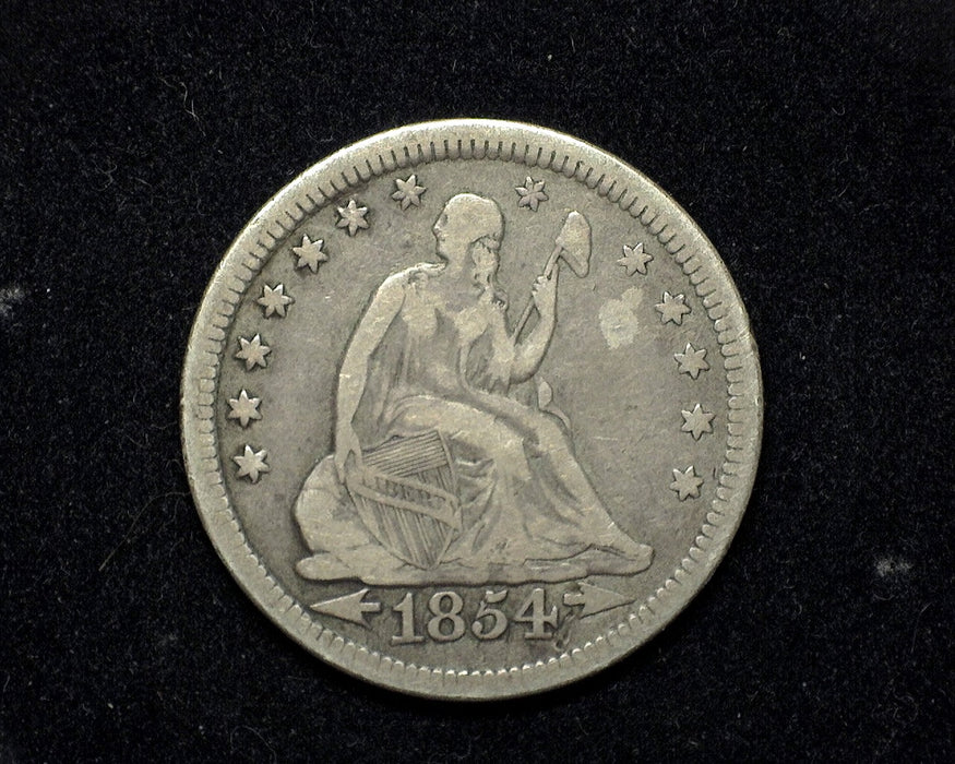 1854 Liberty Seated Quarter F Arrows - US Coin