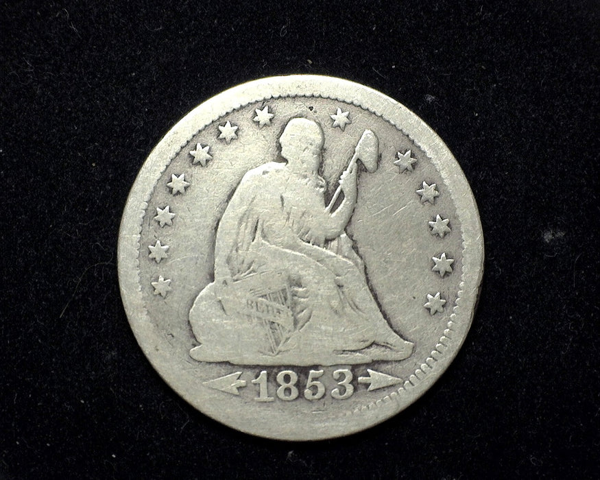 1853 Liberty Seated Quarter VG Arrows and Rays - US Coin