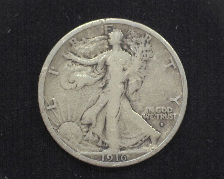 1916 S Walking Liberty Half Dollar VG Scratched - US Coin