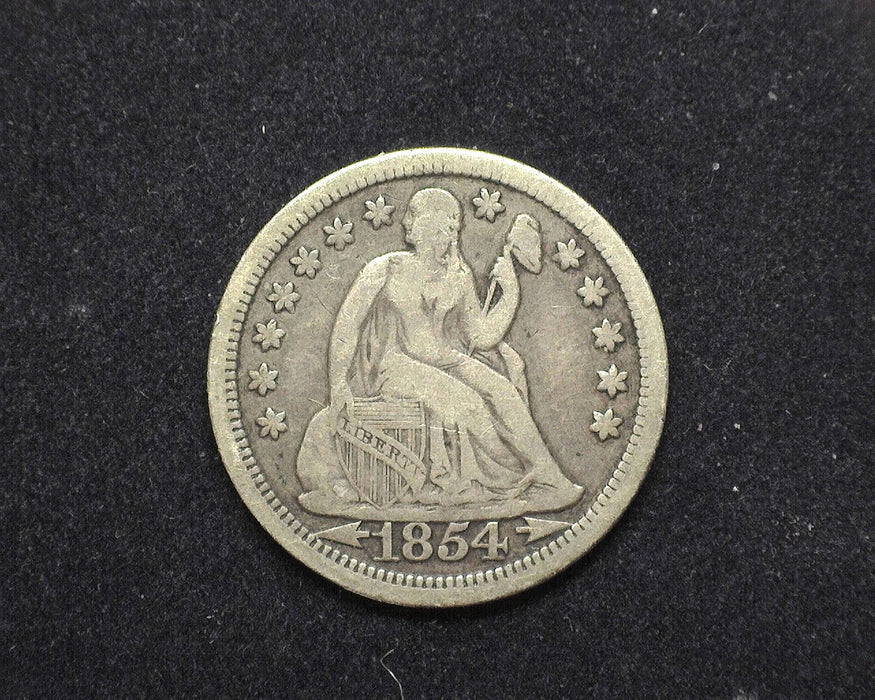 1854 Liberty Seated Dime F Arrows - US Coin