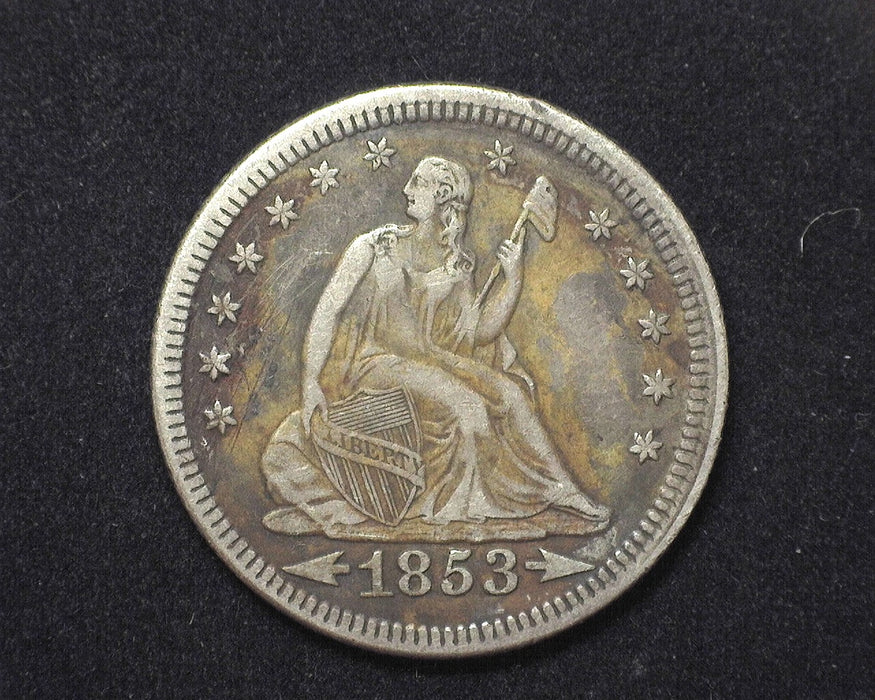 1853 Arrows and Rays Liberty Seated Quarter VF/XF Faint scratching - US Coin