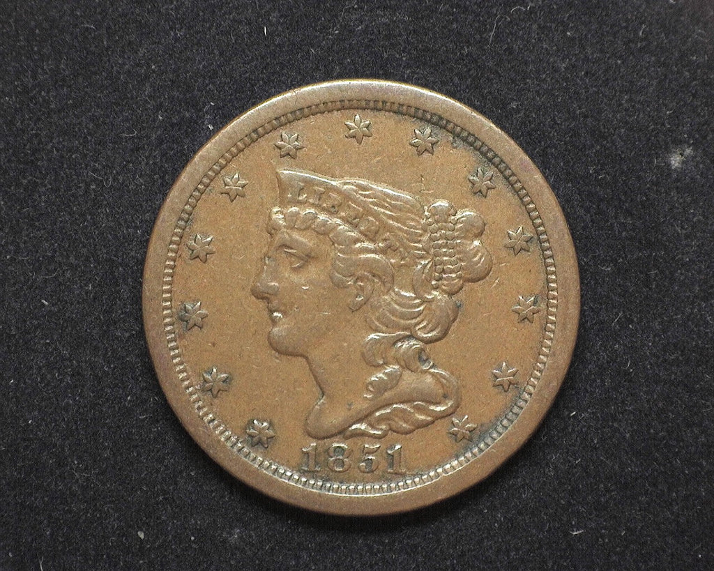 1851 Braided Hair Half Cent XF - US Coin — Huntington Stamp & Coin Shop