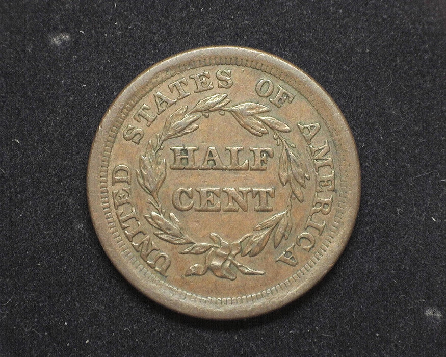 1855 Braided Hair Half Cent XF Slanted - US Coin