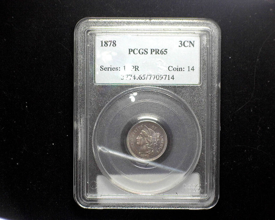 1878 Three Cent Nickel Proof PCGS PF-65 Nicely toned a Gem! - US Coin