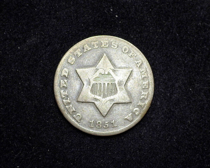 1851 O Three Cent Silver Piece VG - US Coin