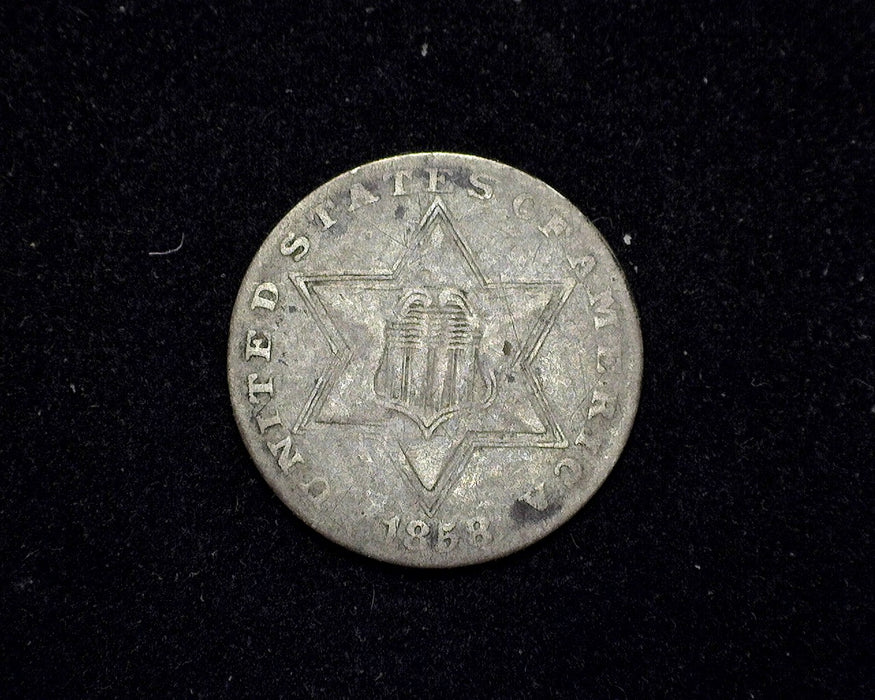 1858 Three Cent Silver Piece VF - US Coin