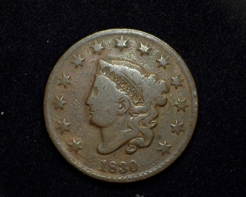 1830 Large Cent Coronet VG Medium letters - US Coin