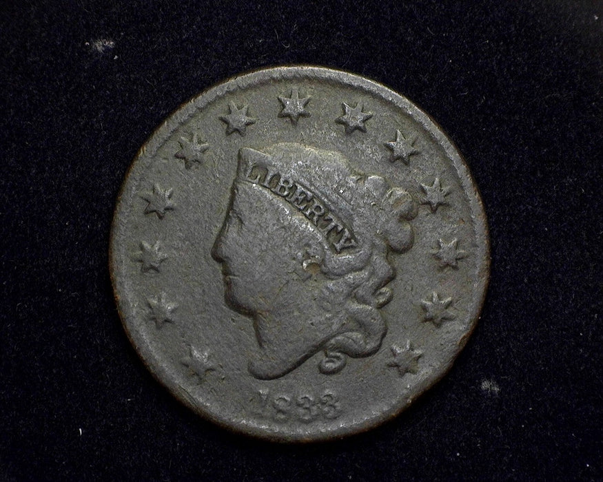 1833 Large Cent Coronet VG - US Coin
