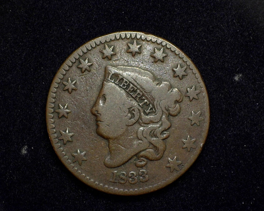 1833 Large Cent Coronet F - US Coin