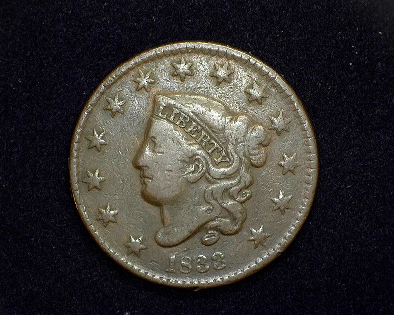 1833 Classic Head Large Cent Double impression head. F - US Coin