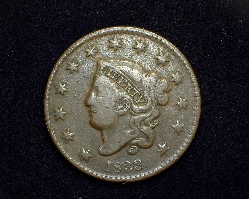 1833 Large Cent Coronet F Double impression head - US Coin