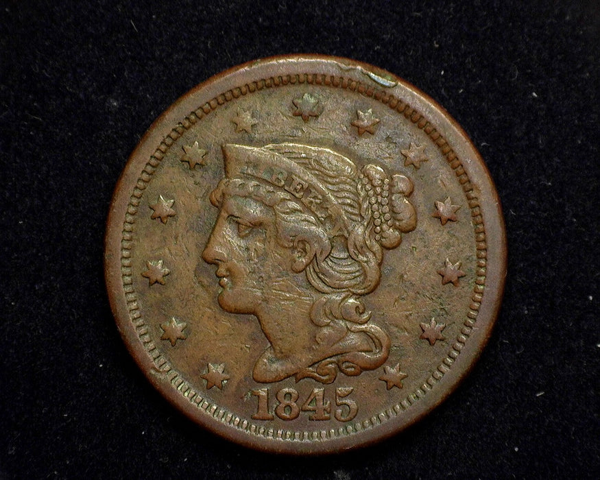 1845 Large Cent Braided Hair Cent VF - US Coin
