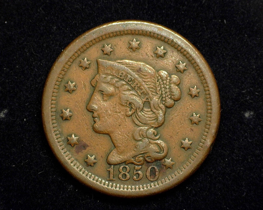 1850 Large Cent Braided Hair Cent VF/XF - US Coin