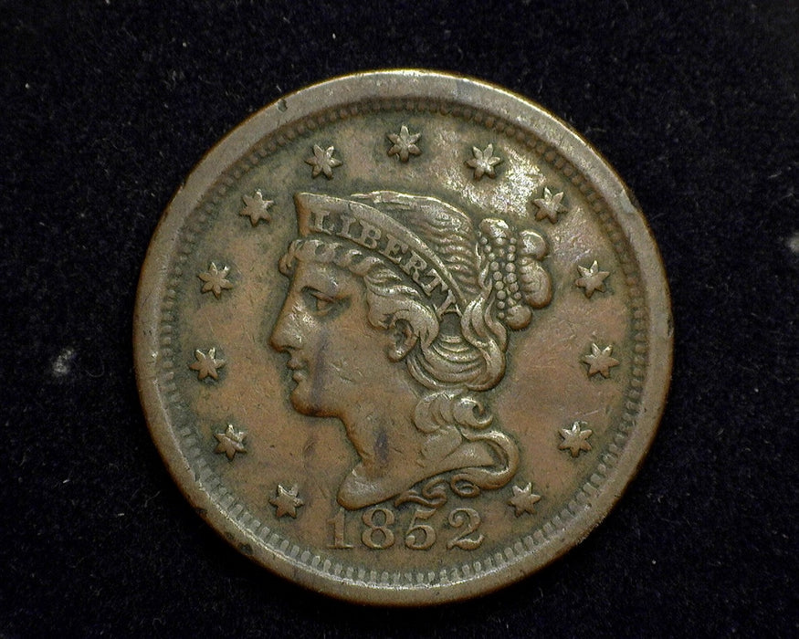 1852 Large Cent Braided Hair Cent VF - US Coin
