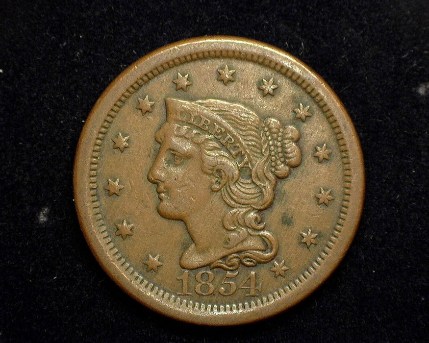 1854 Large Cent Braided Hair Cent XF - US Coin