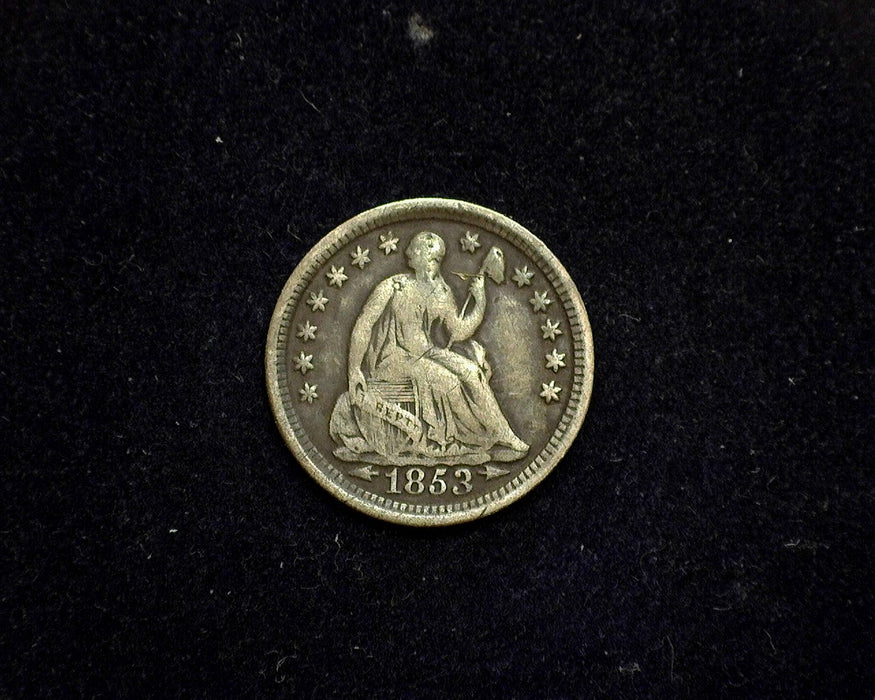 1853 Arrows Liberty Seated Half Dime F - US Coin
