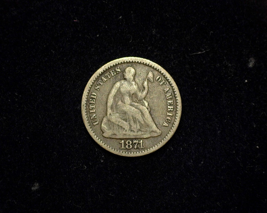 1871 Liberty Seated Half Dime VG - US Coin
