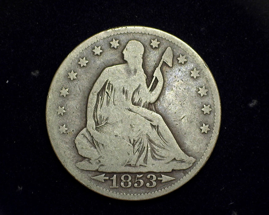 1853 Liberty Seated Half Dollar G Arrows and Rays - US Coin