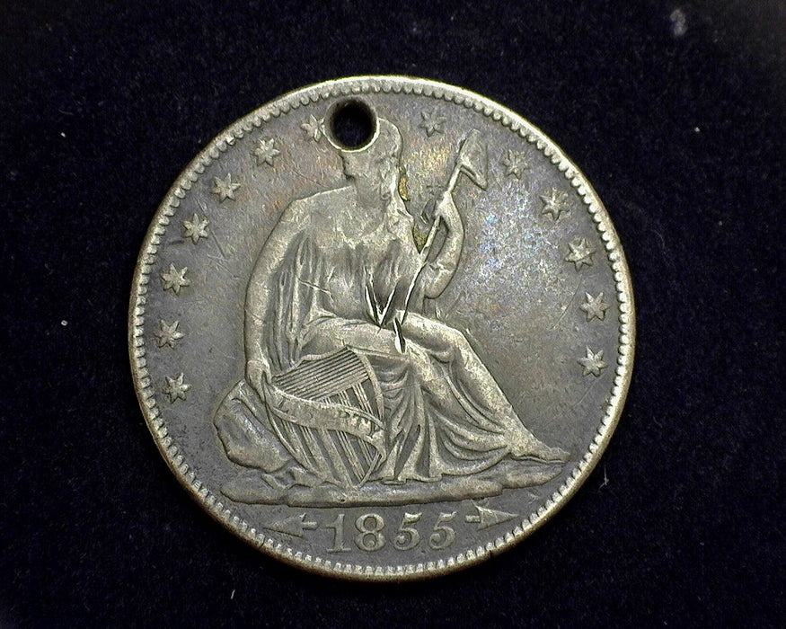 1855 O Liberty Seated Half Dollar VF Hole - US Coin