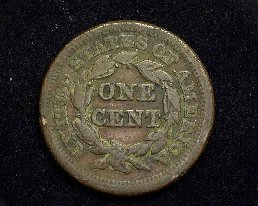 1851 Large Cent Braided Hair Cent F - US Coin