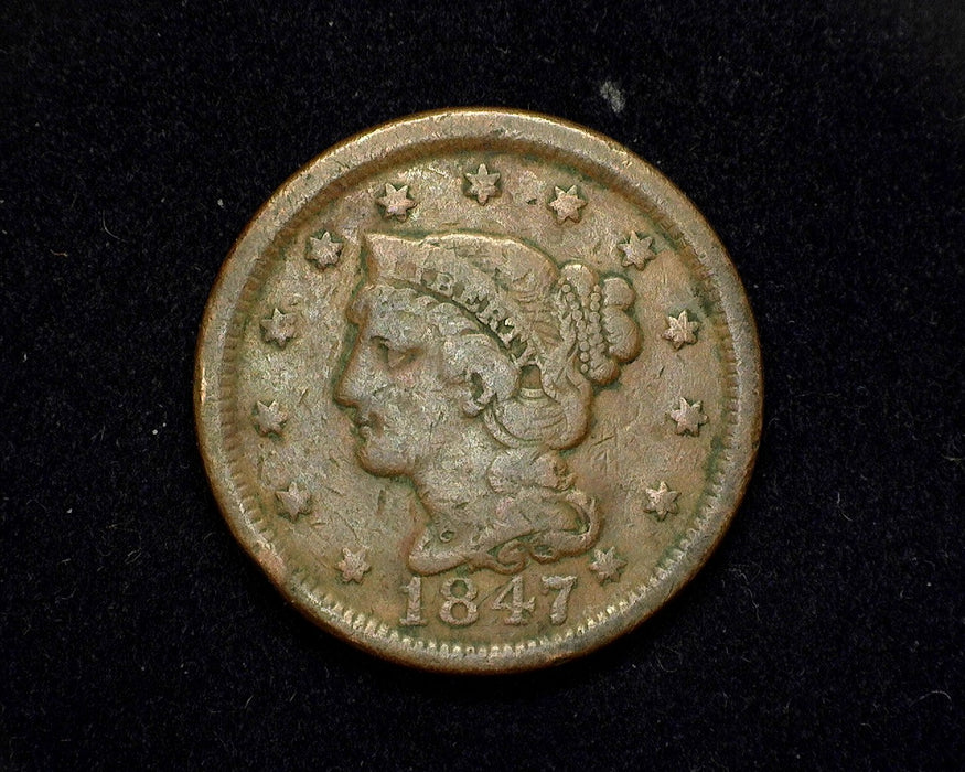 1847 Large Cent Coronet VG/F - US Coin