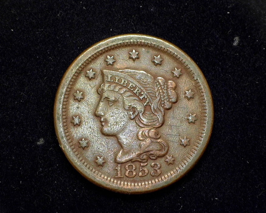 1853 Large Cent Coronet VF - US Coin