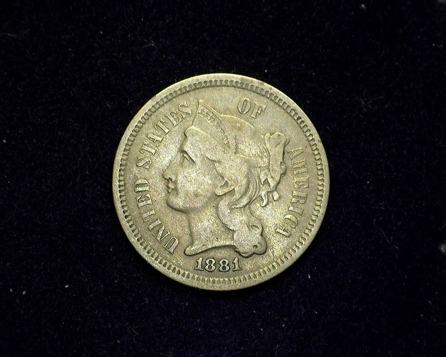 1881 Three Cent Nickel F - US Coin