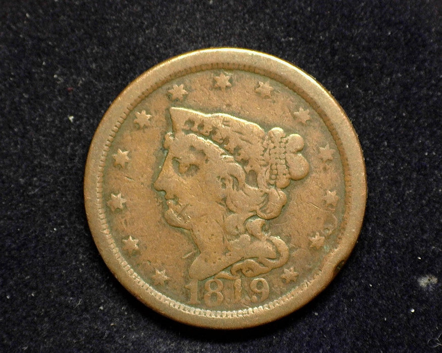 1849 Braided Hair Half Cent VG Date damage - US Coin