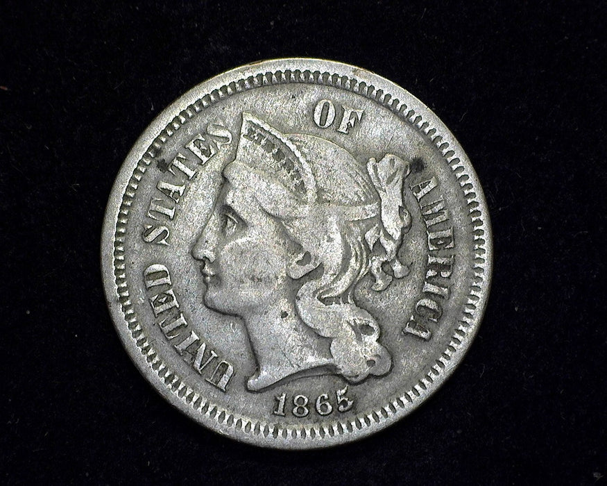 1865 Three Cent Nickel F - US Coin
