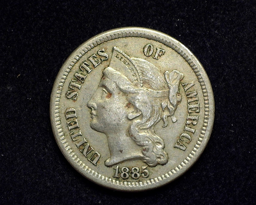 1885 Three Cent Nickel VF - US Coin