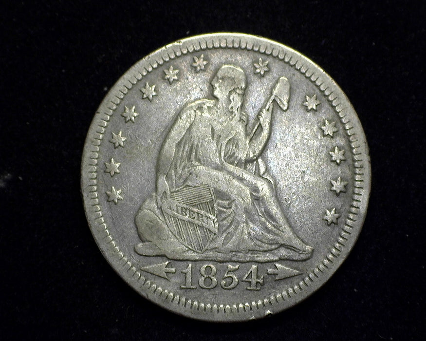 1854 Arrows Liberty Seated Quarter F - US Coin