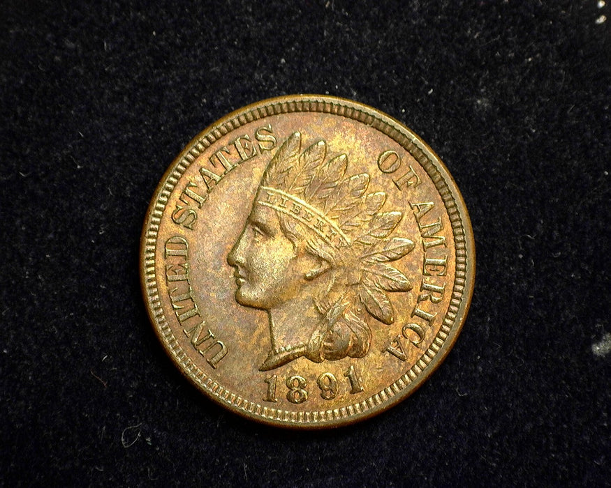 1891 Indian Head Penny/Cent Full mint lustre and Golden Red MS-64 RB - US Coin