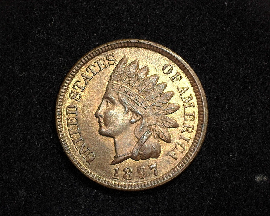 1897 Indian Head Penny/Cent Red full lustre coin. Very choice MS-65 RD - US Coin