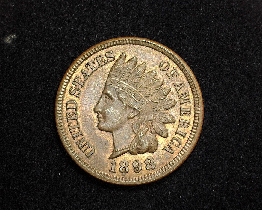 1898 Indian Head Penny/Cent Lots of red even toning MS-64 RB - US Coin