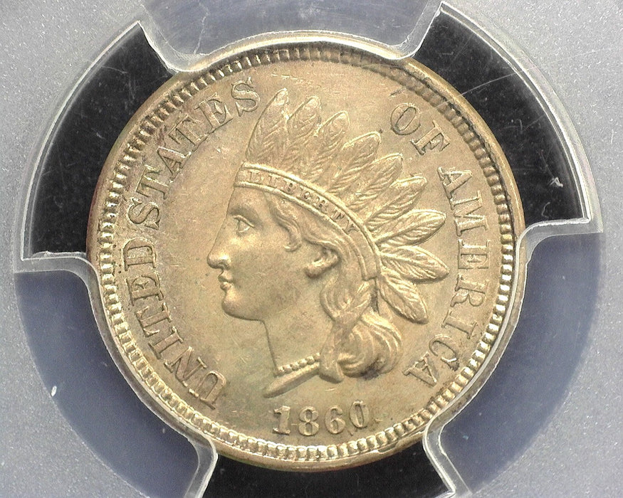 1860 Indian Head Penny/Cent PCGS MS63 Pointed Bust Most lustre - US Coin