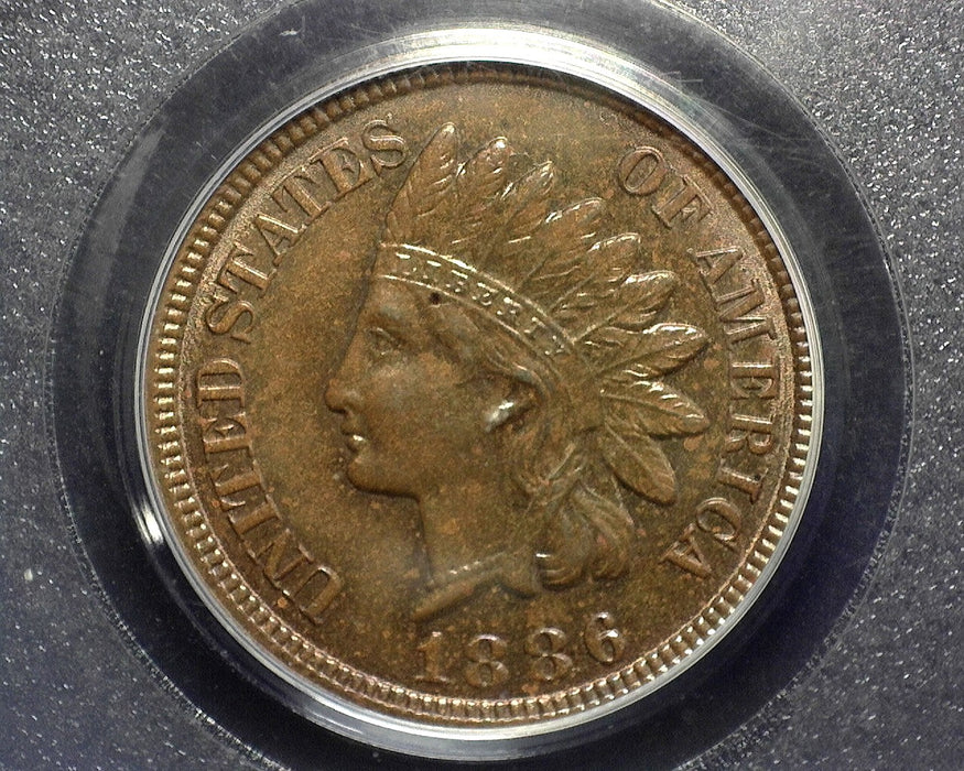 1886 Indian Head Penny/Cent PCGS MS64 BN Traces of red Variety 2 - US Coin