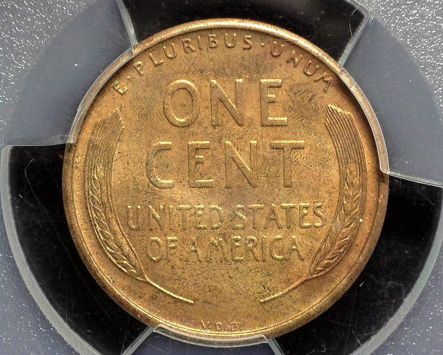 1909 S VDB Lincoln Wheat Penny/Cent PCGS MS-63 RB Mostly red - US Coin