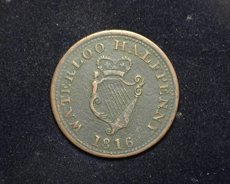1816 Waterloo 8 String Half Penny - Canada Coin